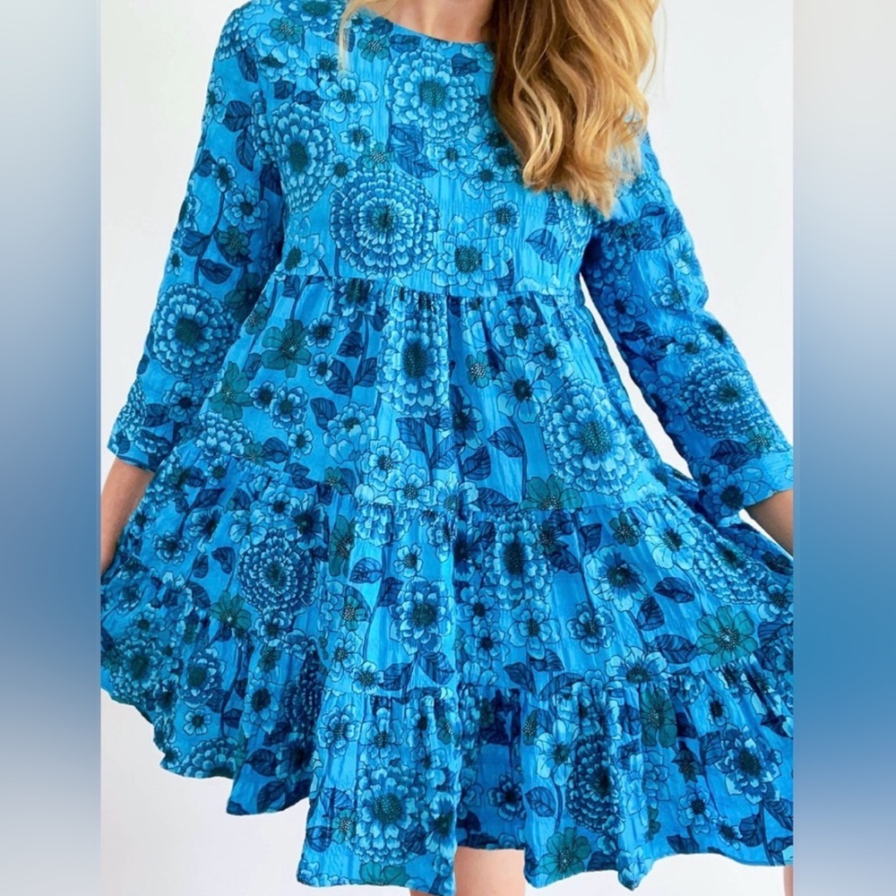 Zara Blue Floral Dress 
Zara Vibrant Blue Floral Patterned
Mini Dress